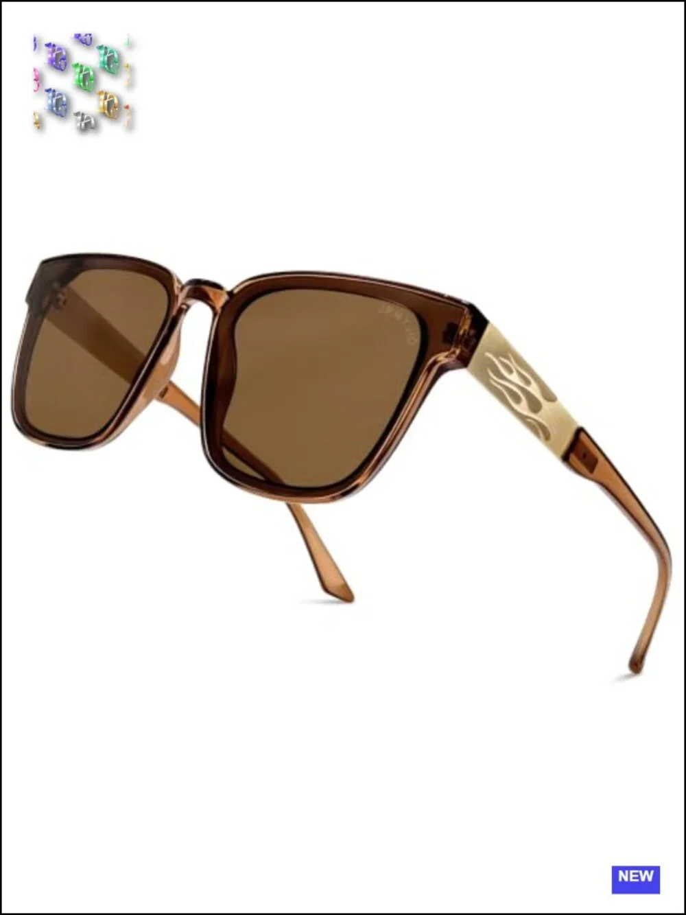 Square Polarized Sunglasses UV400 Protection Flame Design Oversized TR90 Frame